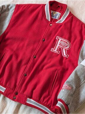 Vintage 80s 90s Detroit Red Wings Wool Blend Competitor Varsity Bomber Jacket XL